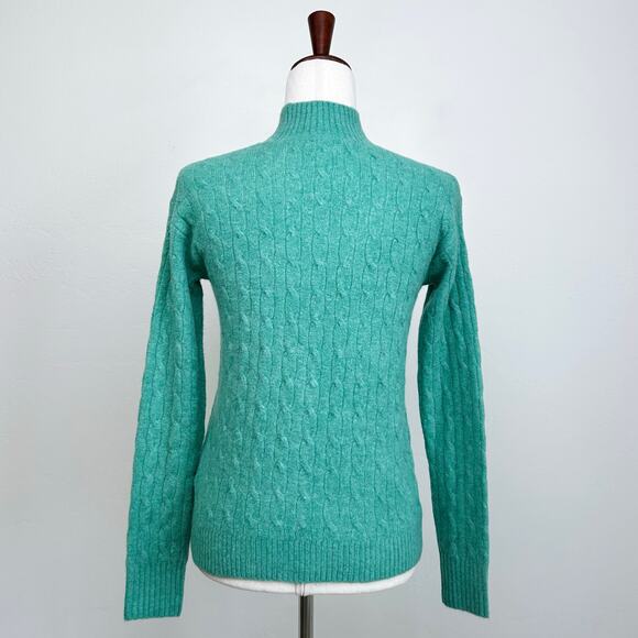J. Crew Cable Knit Mock Neck Extra-Soft Green Sweater - Picture 6 of 8